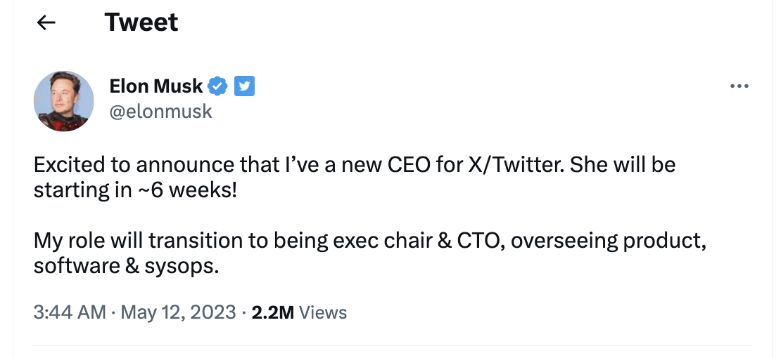 马斯克为推特找到新CEO，NBC环球广告女主管有望接任